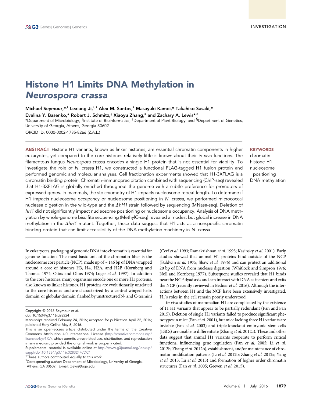 Histone H1 Limits DNA Methylation in Neurospora Crassa