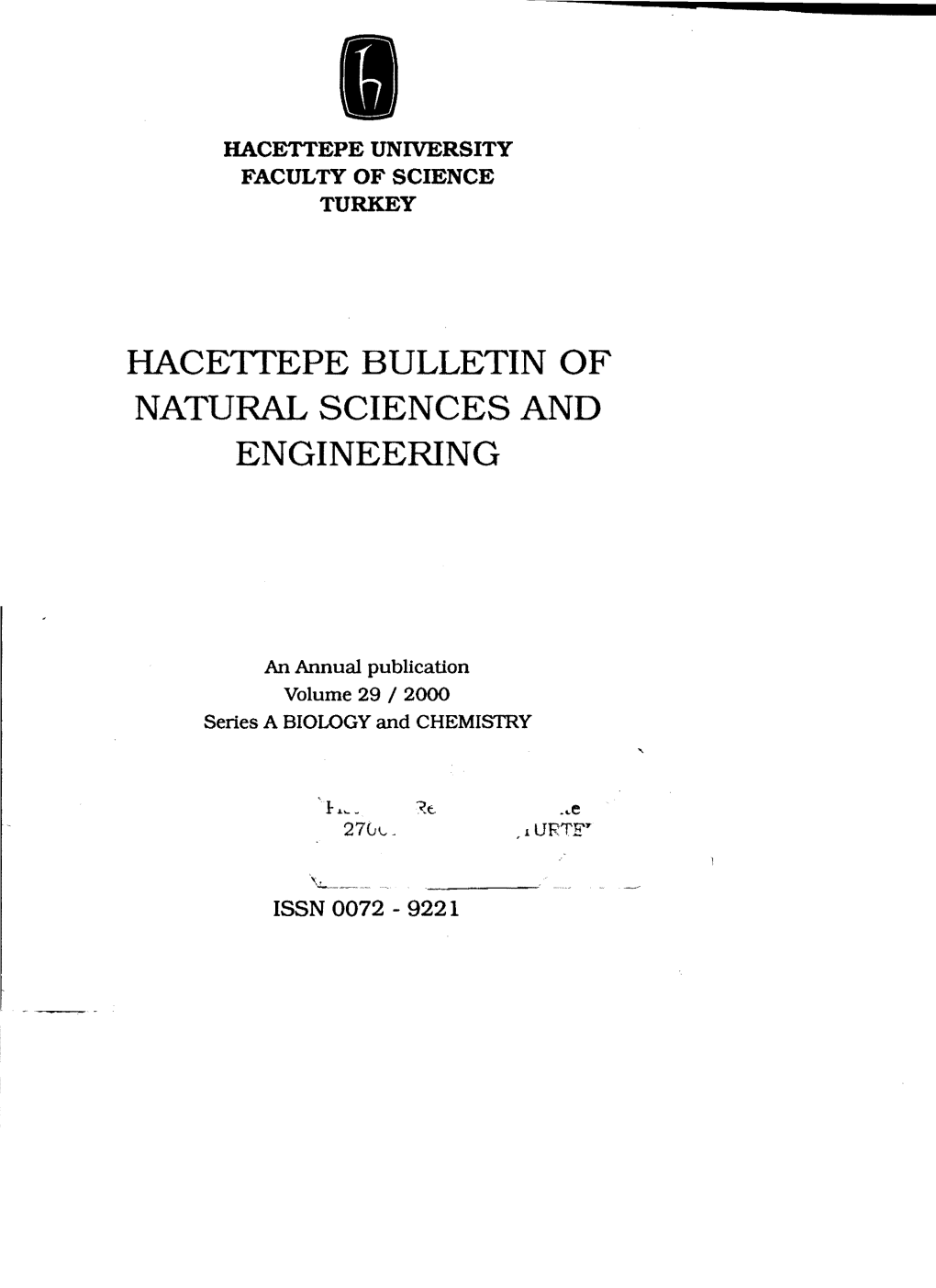 Hacettepe Bulletin of Natural Sciences and Engineering