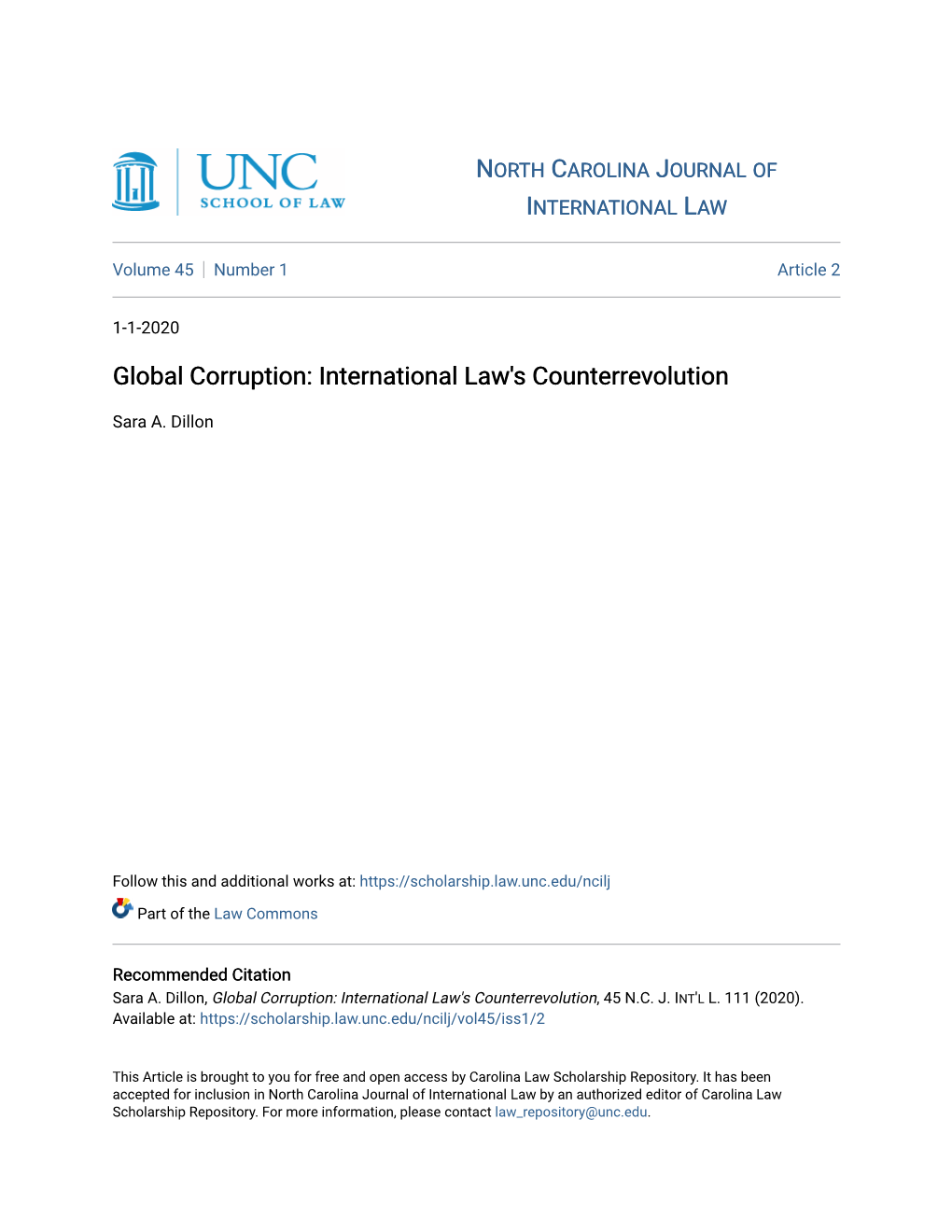 Global Corruption: International Law's Counterrevolution