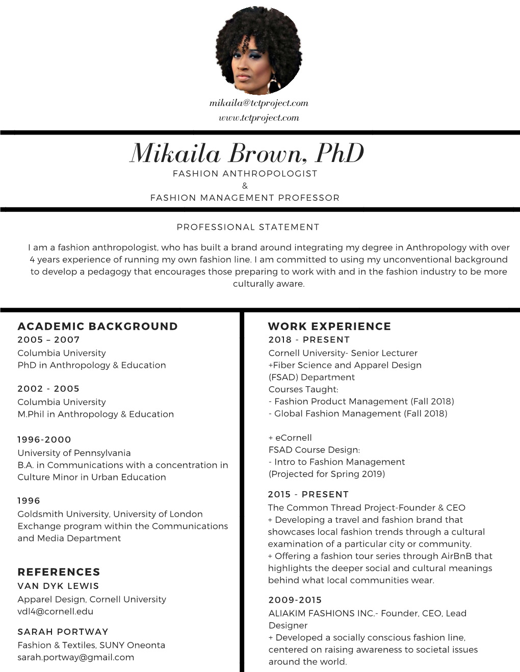 Mikaila Brown, Phd FASHION ANTHROPOLOGIST & FASHION MANAGEMENT PROFESSOR