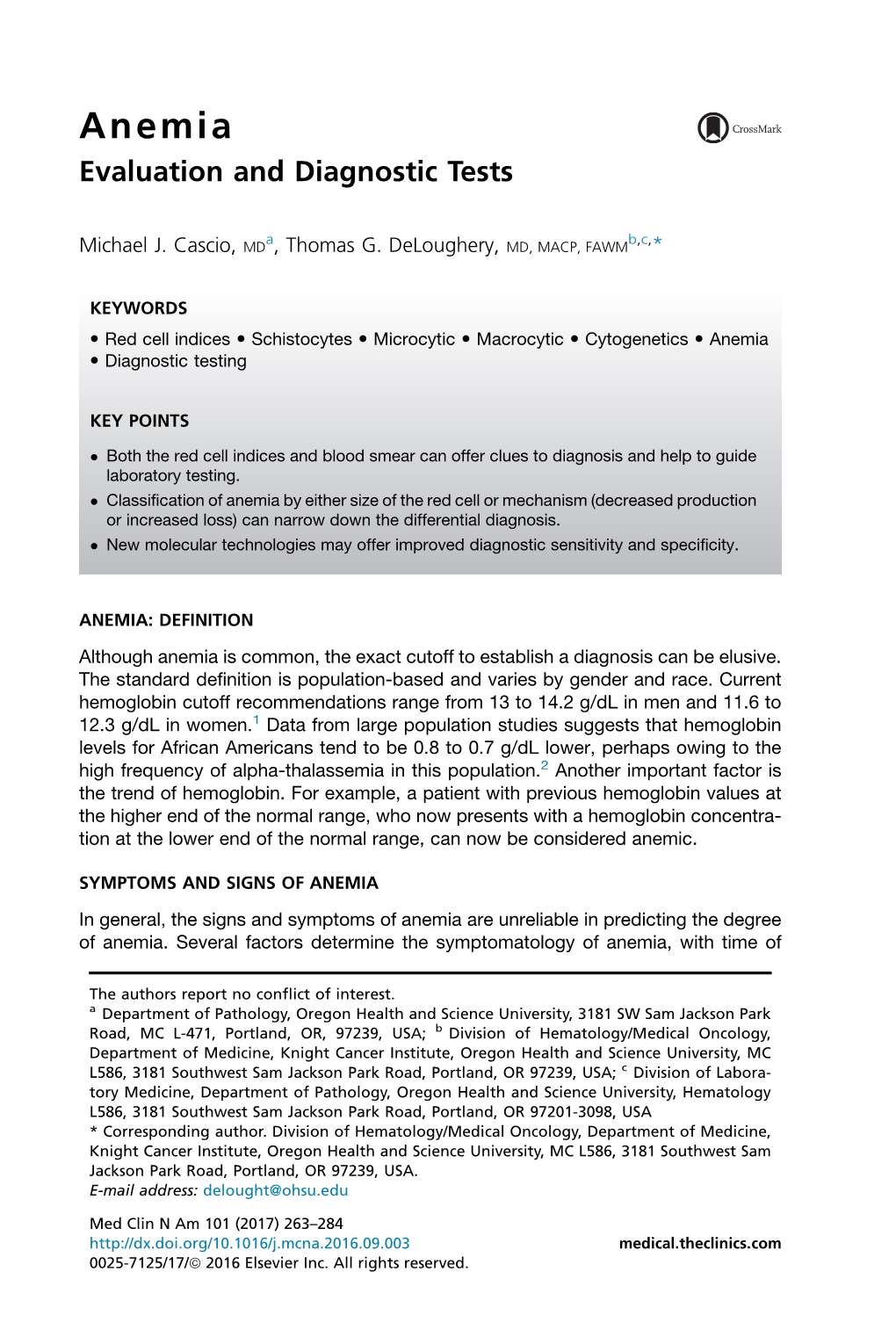 Anemia Evaluation and Diagnostic Tests