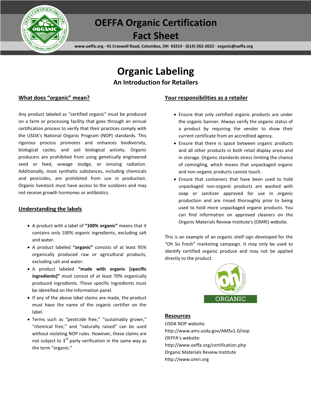 Organic Labeling for Retailers.Pdf
