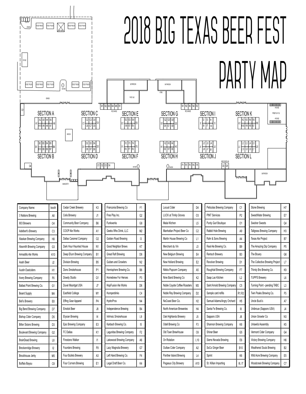 2018 Big Texas Beer Fest Party Map