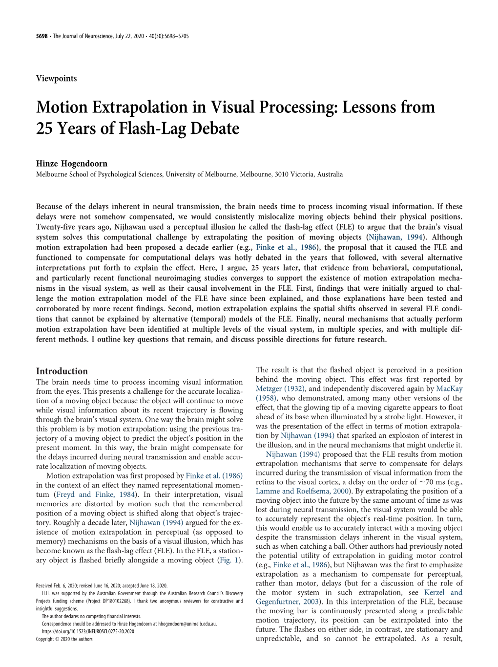 Motion Extrapolation in Visual Processing: Lessons from 25 Years of Flash-Lag Debate