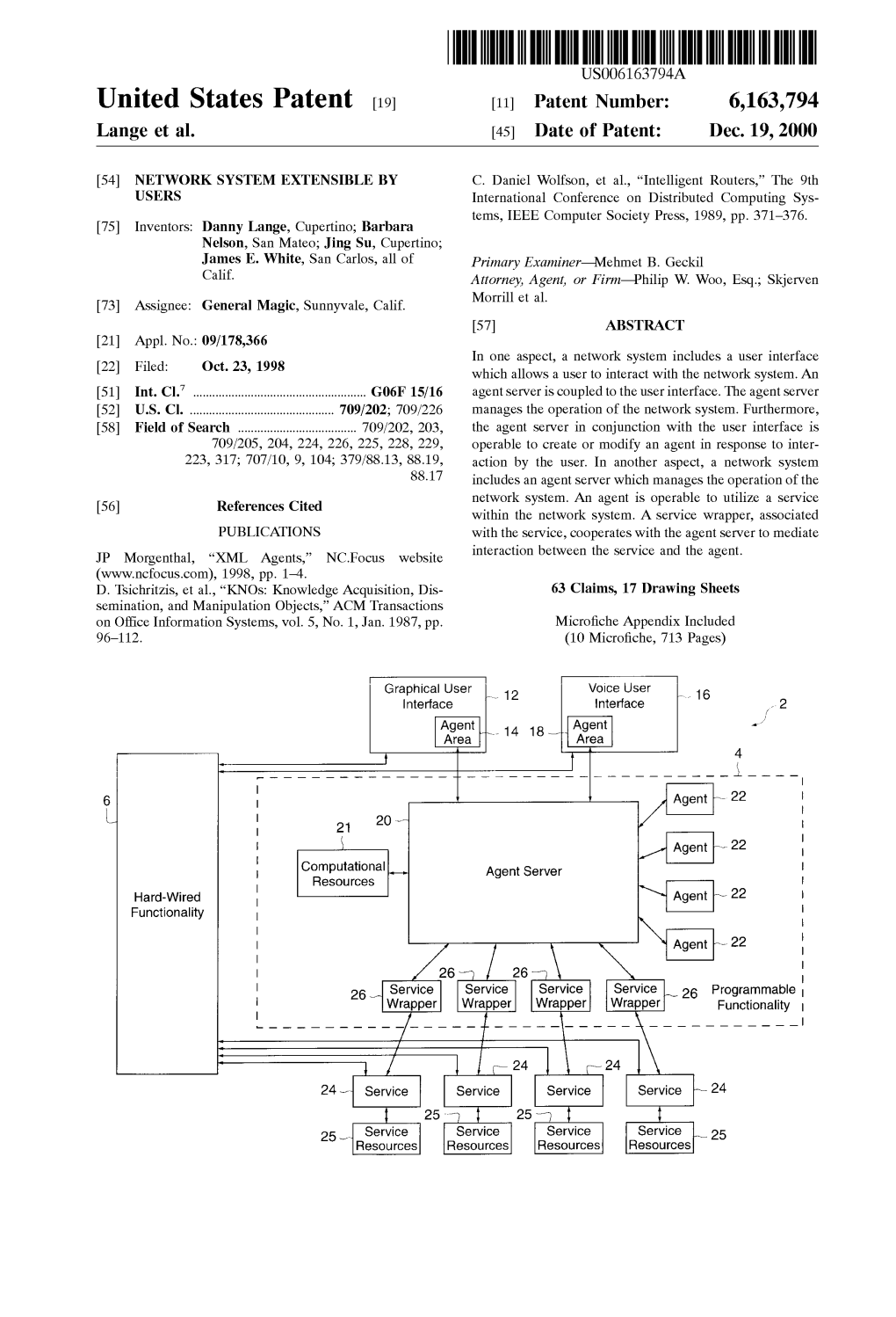 United States Patent (19) 11 Patent Number: 6,163,794 Lange Et Al