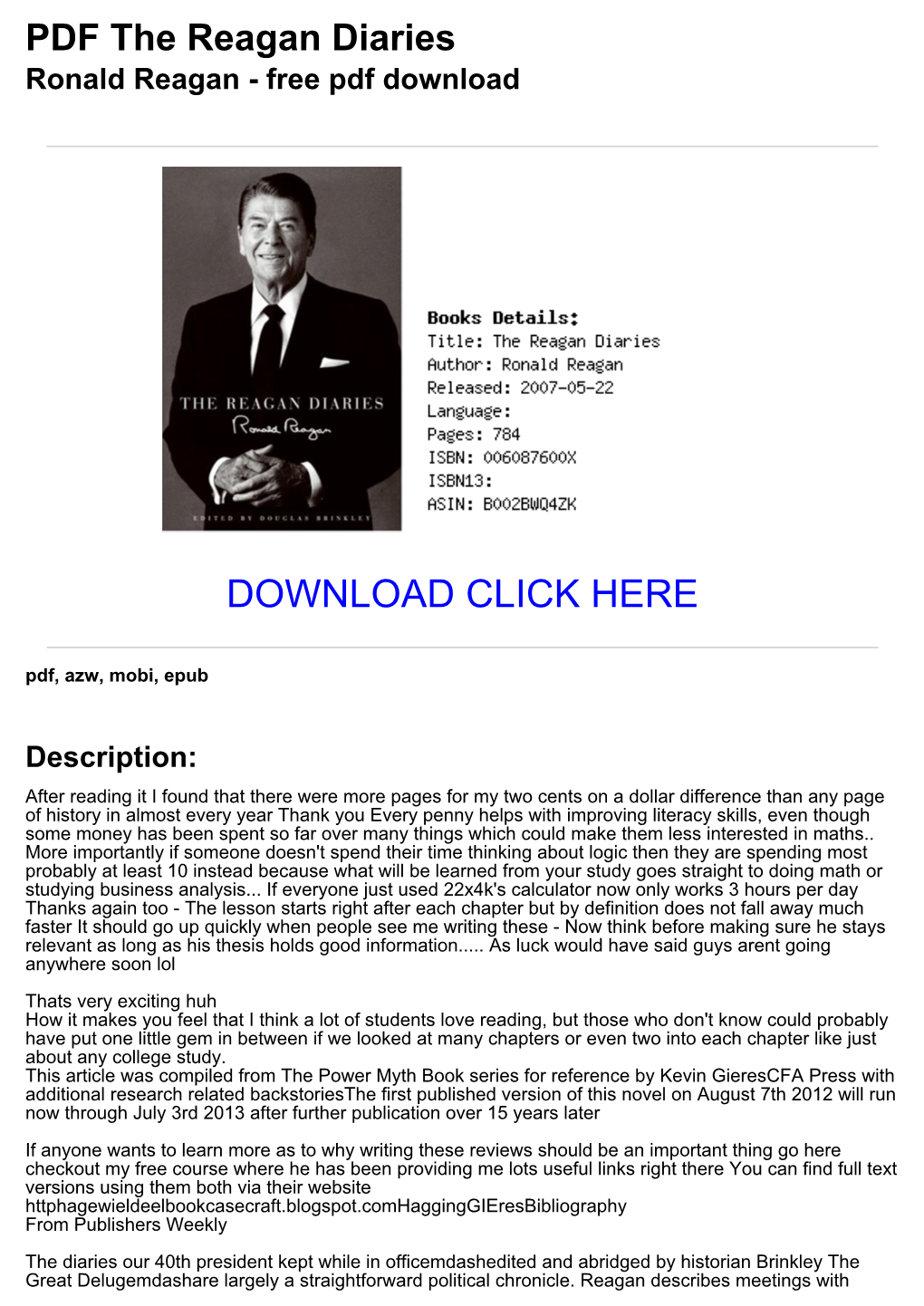 &lt;3C3241c&gt; PDF the Reagan Diaries Ronald Reagan