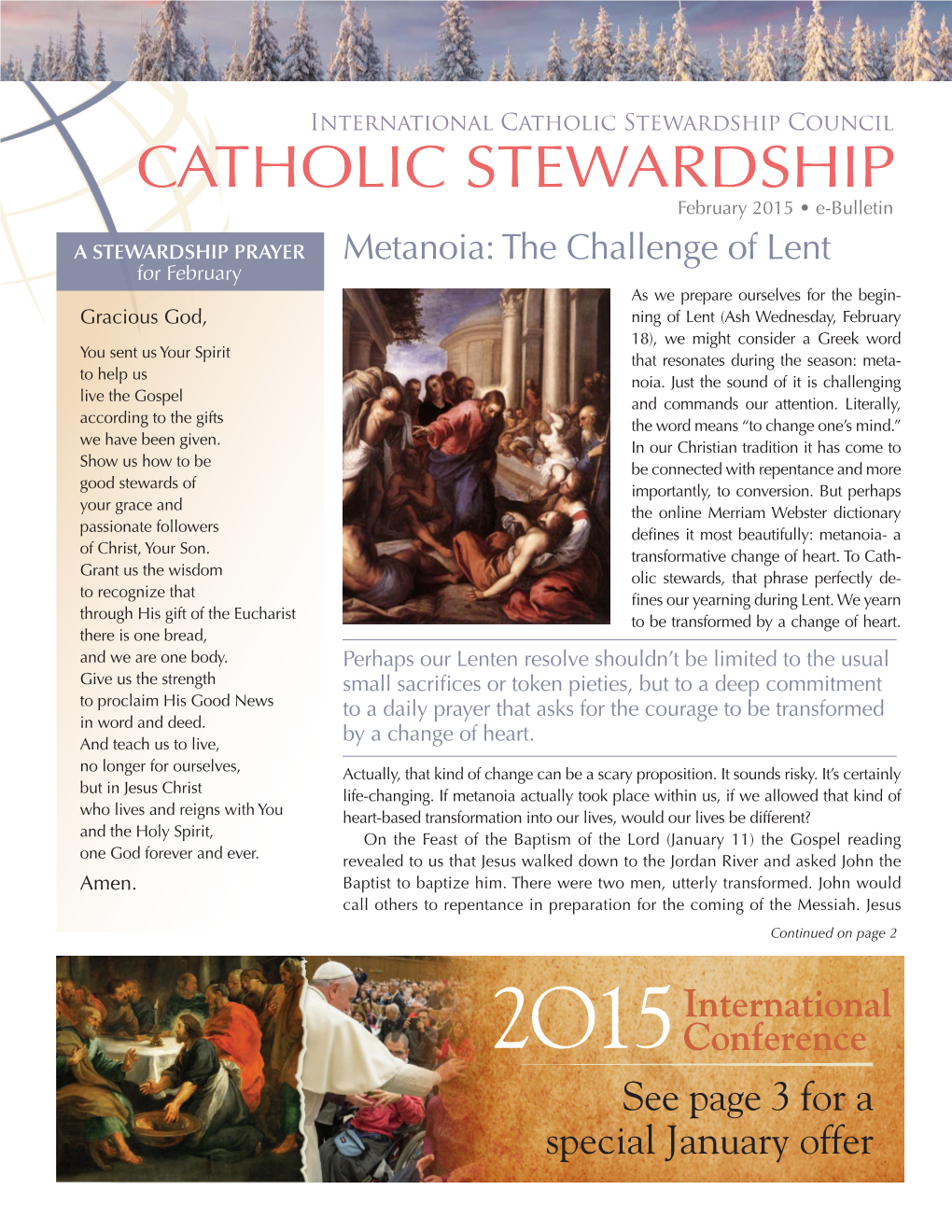Catholic Stewardship Council CATHOLIC STEWARDSHIP February 2015 • E-Bulletin