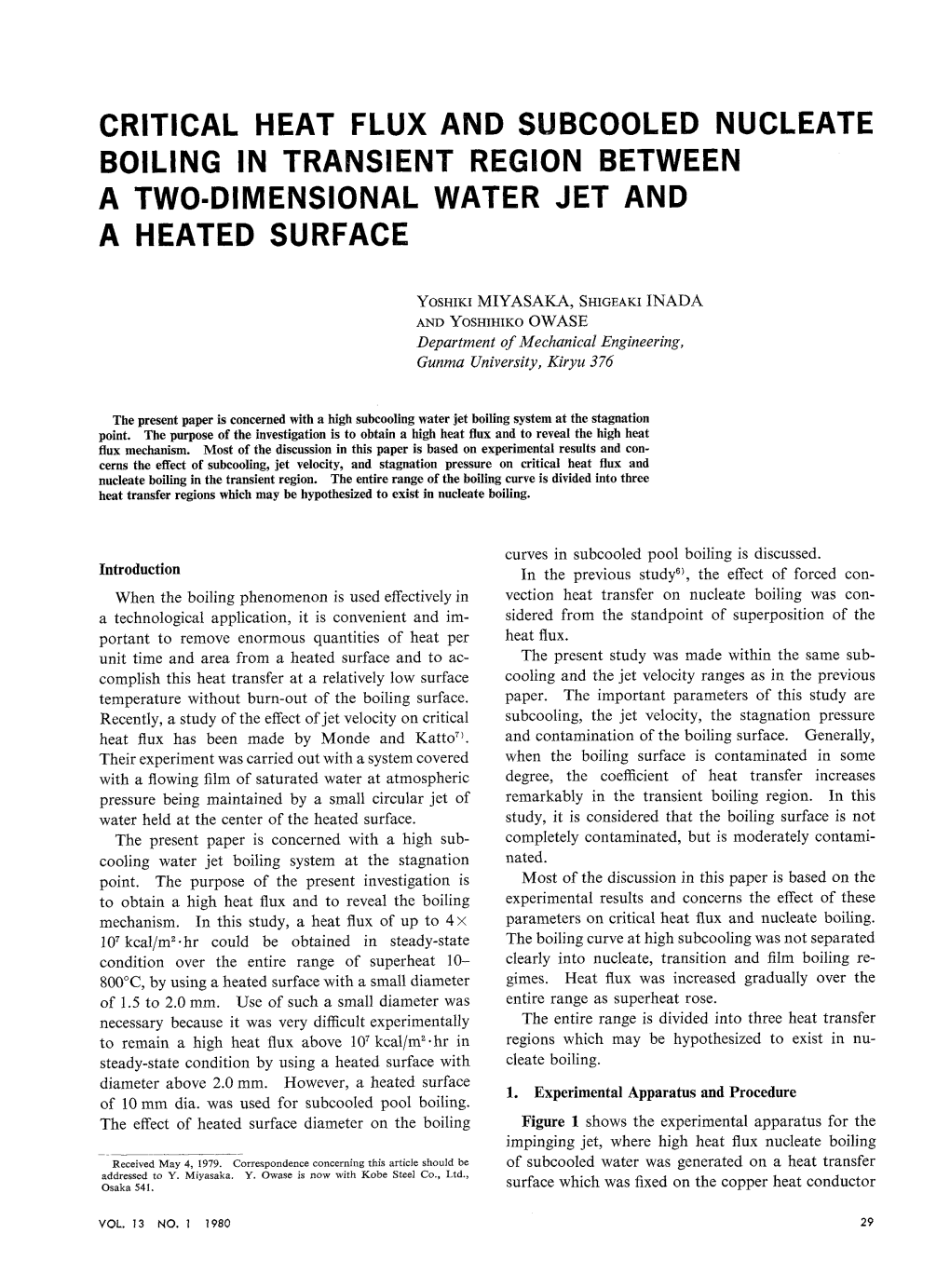 Critical Heat Flux and Subcooled Nucleate Boiling in Transient Region Between a Two-Dimensional Water Jet and a Heated Surface