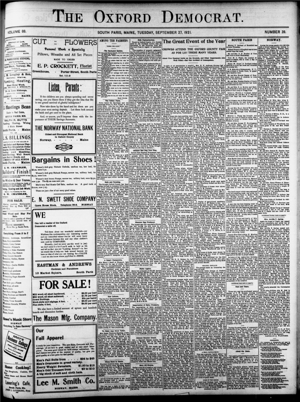 The Oxford Democrat W—Balph Ara Aa SECTIONS OP the COUNTY