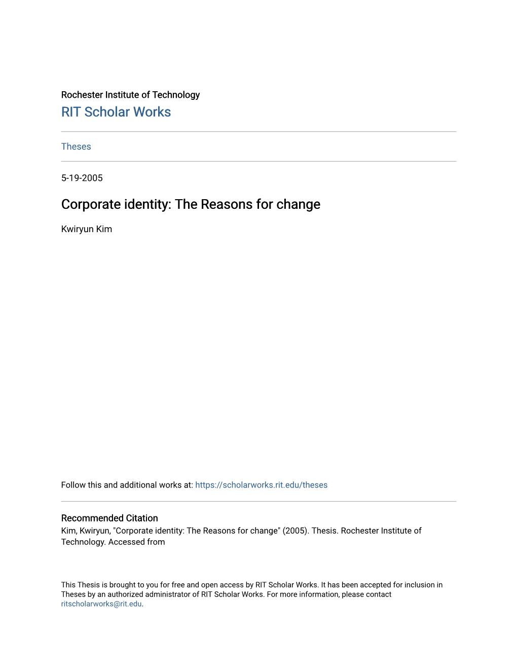 Corporate Identity: the Reasons for Change