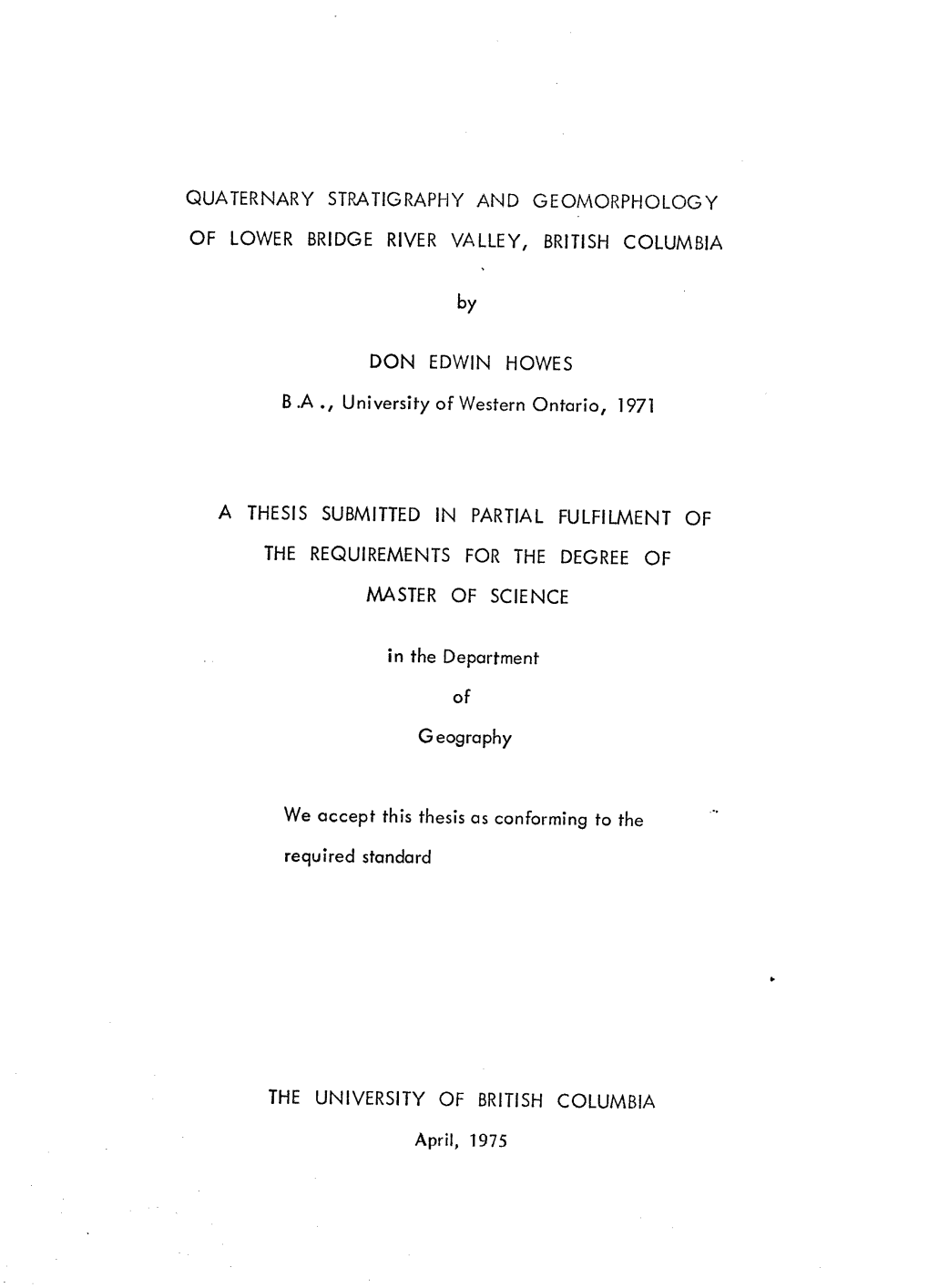 Quaternary Stratigraphy and Geomorphology of Lower