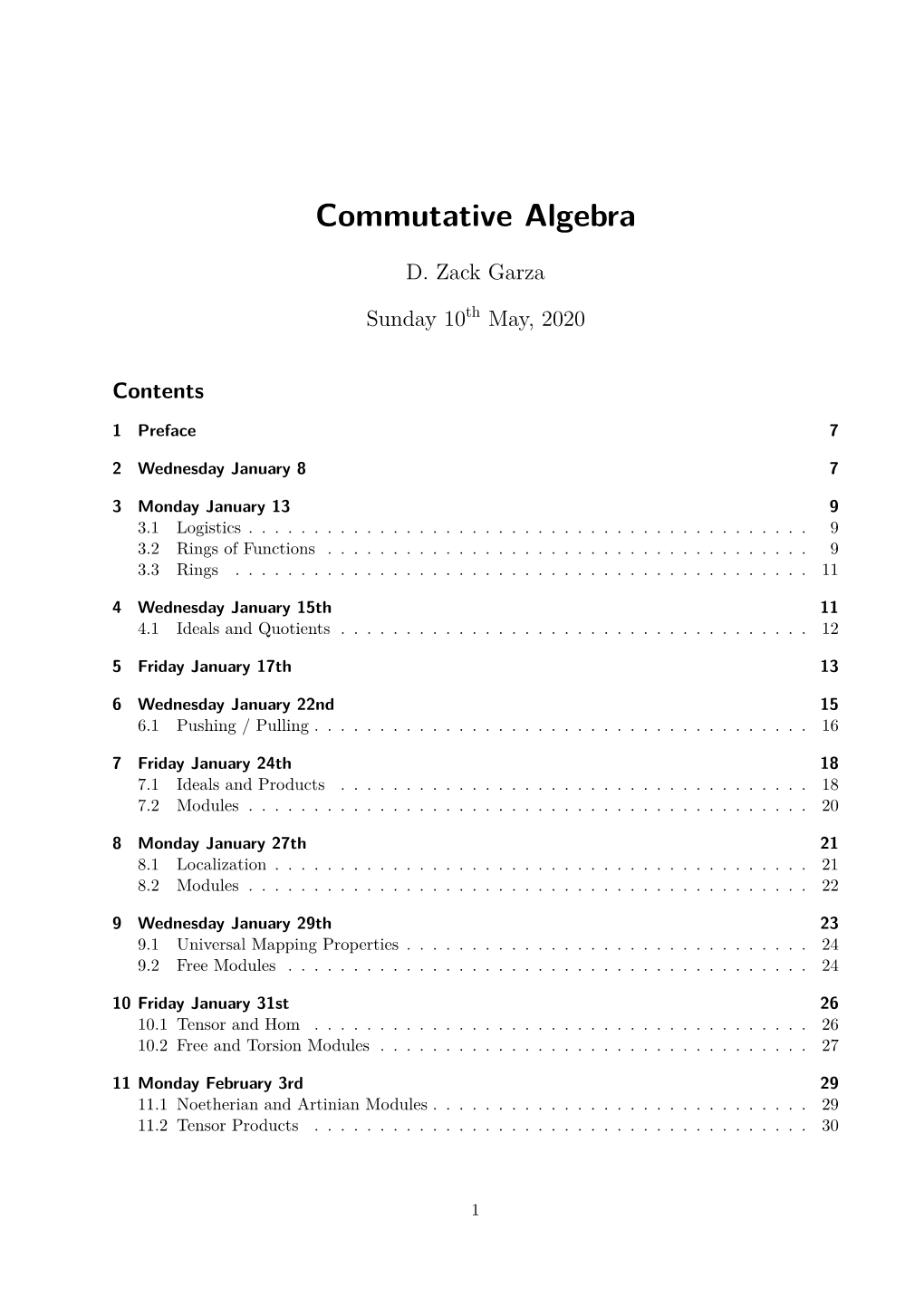 Commutative Algebra