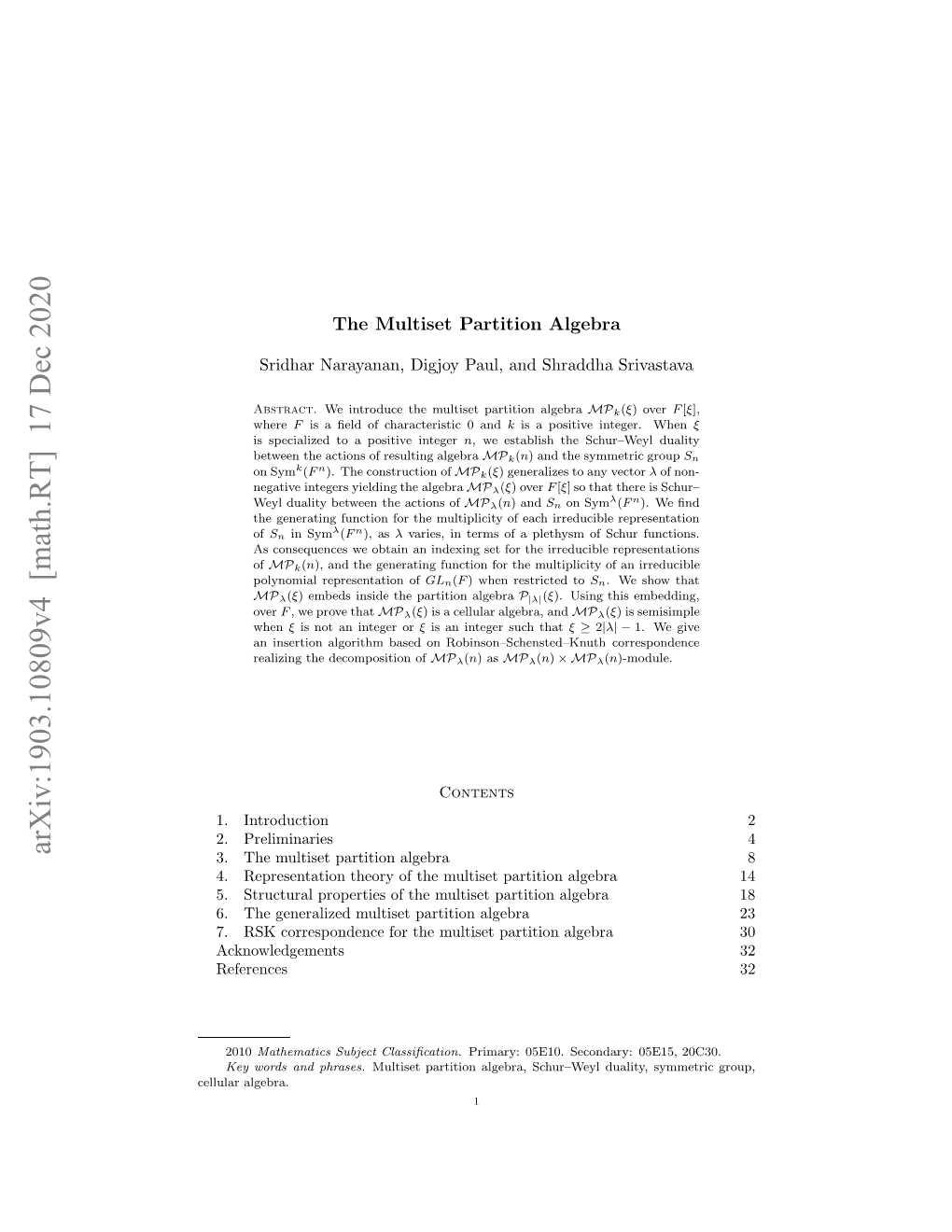 The Multiset Partition Algebra