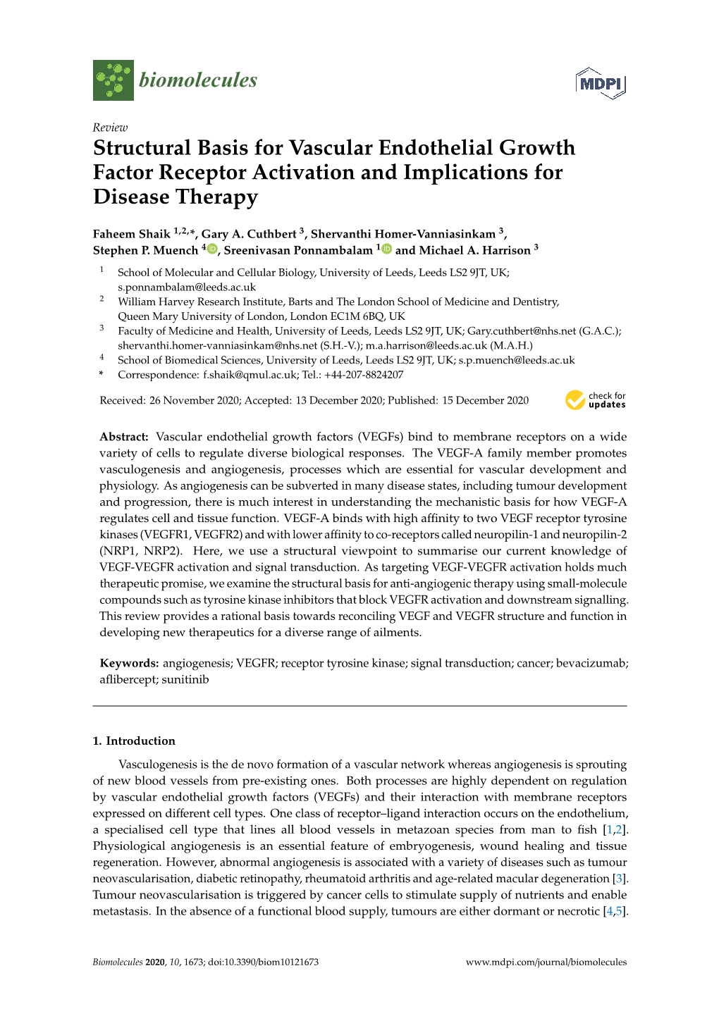 Structural Basis for Vascular Endothelial Growth Factor Receptor Activation and Implications for Disease Therapy