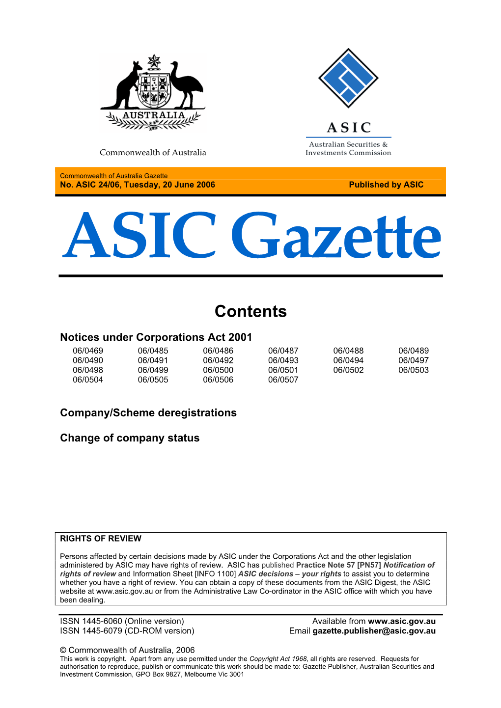 ASIC Gazette