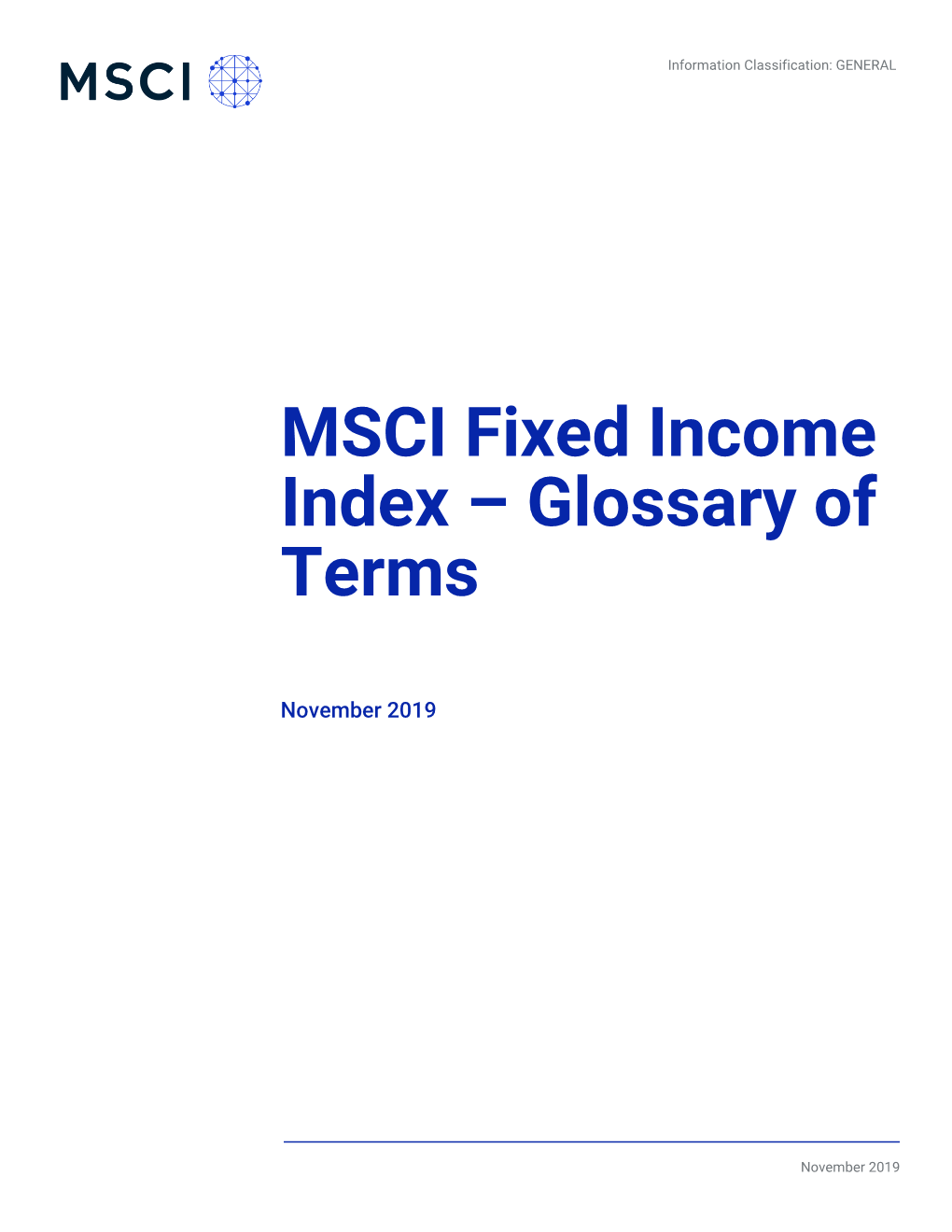 MSCI Fixed Income Index – Glossary of Terms