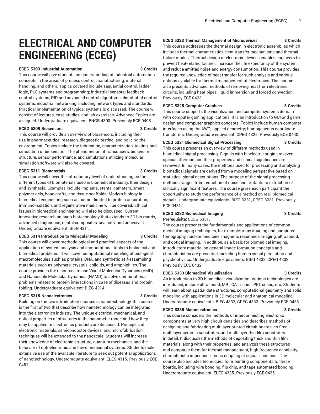 Electrical and Computer Engineering (ECEG) 1