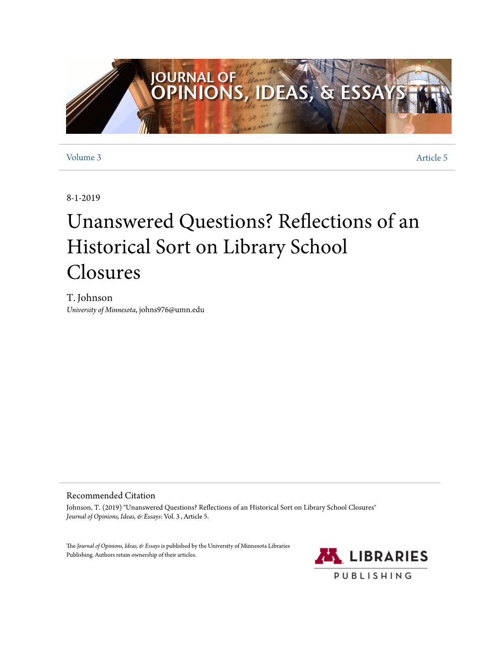 Reflections of an Historical Sort on Library School Closures T