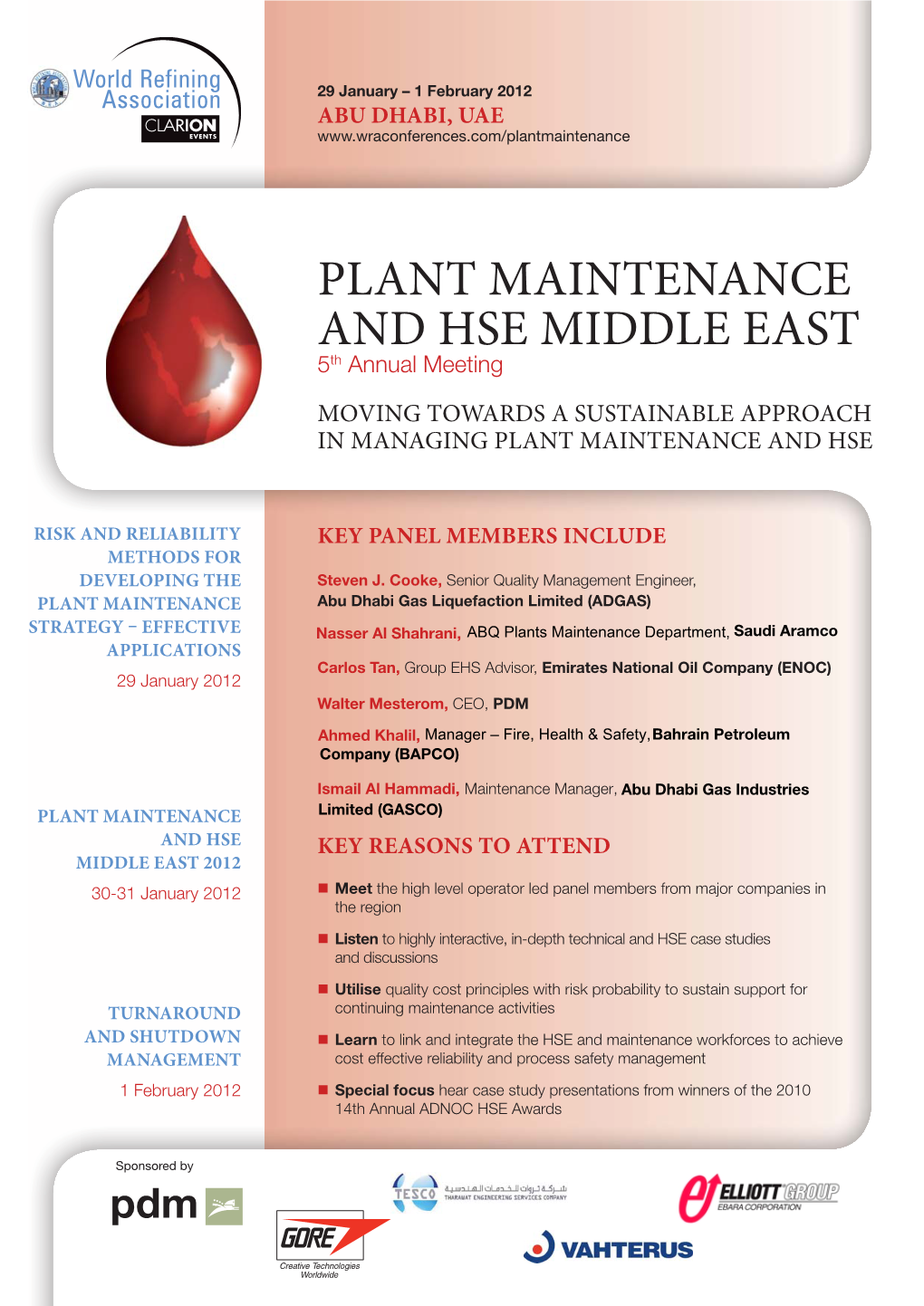 PLANT MAINTENANCE and HSE MIDDLE EAST 5Th Annual Meeting