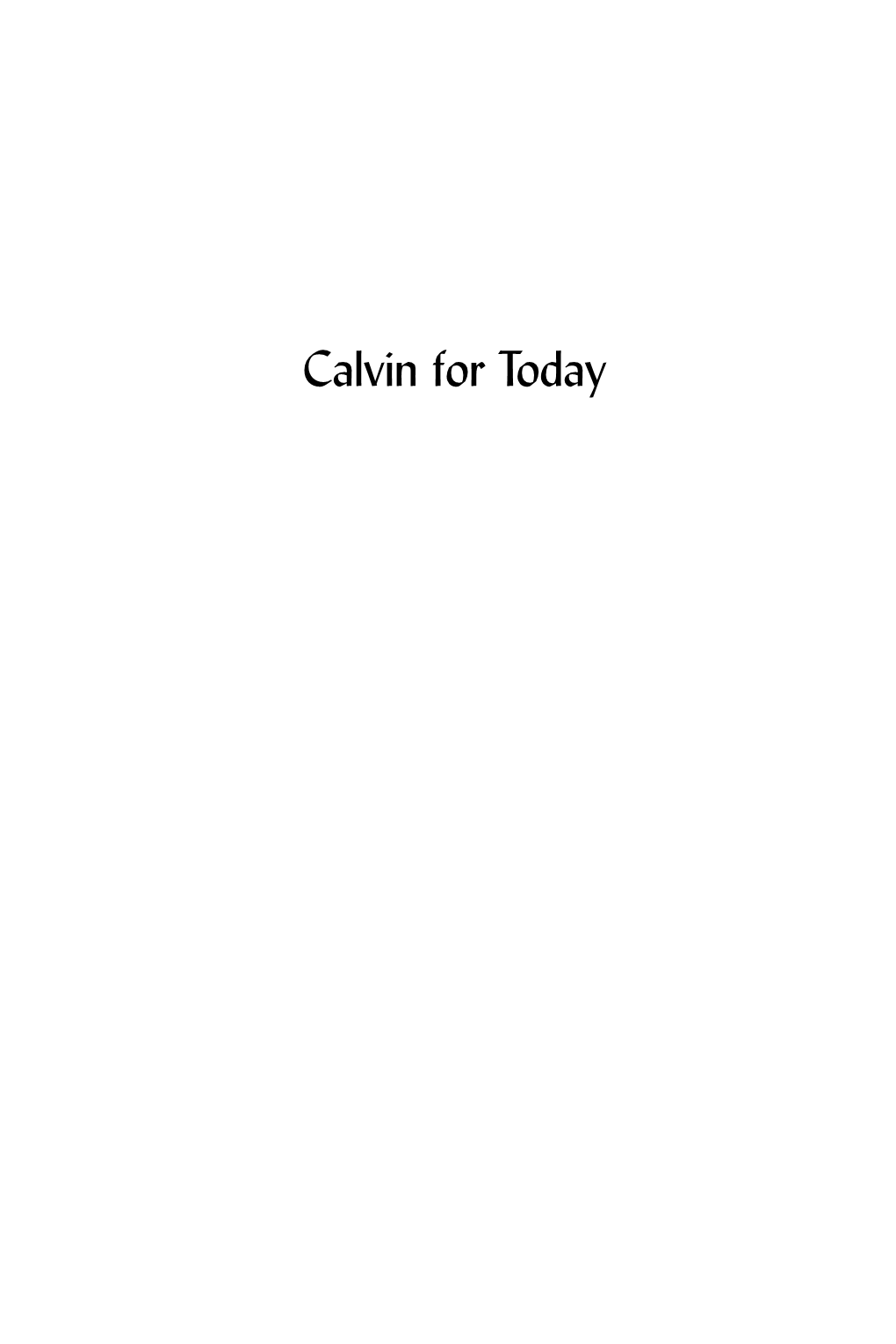 Calvin for Today