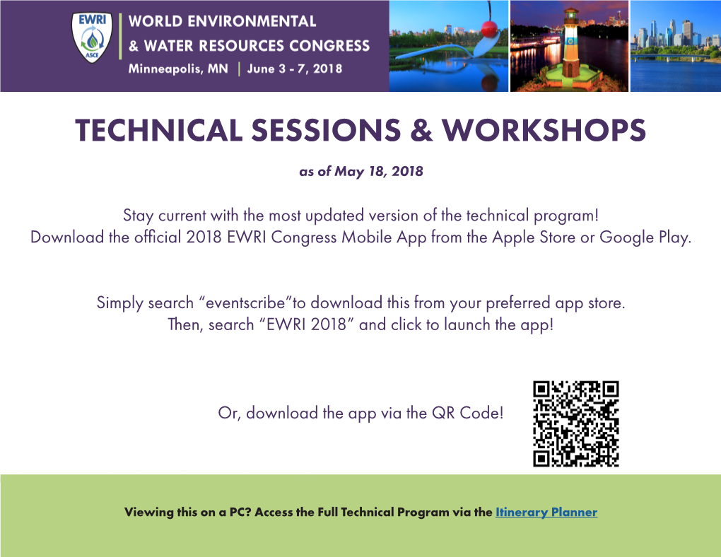 EWRI Congress 2018 Detailed Technical Program