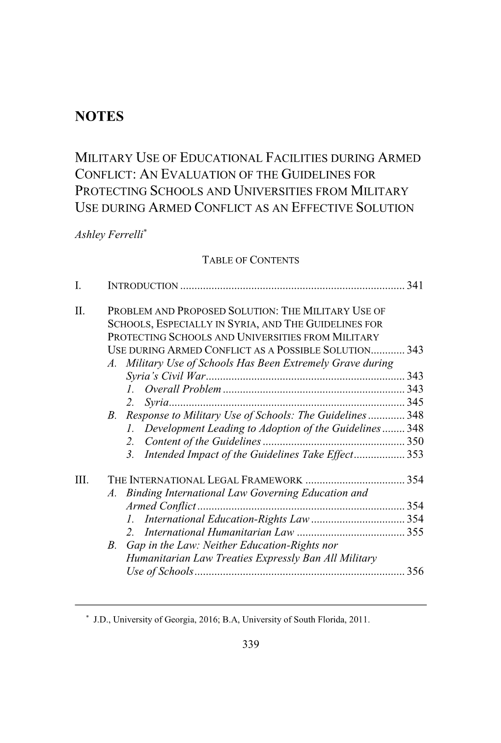 Military Use of Educational Facilities During Armed Conflict