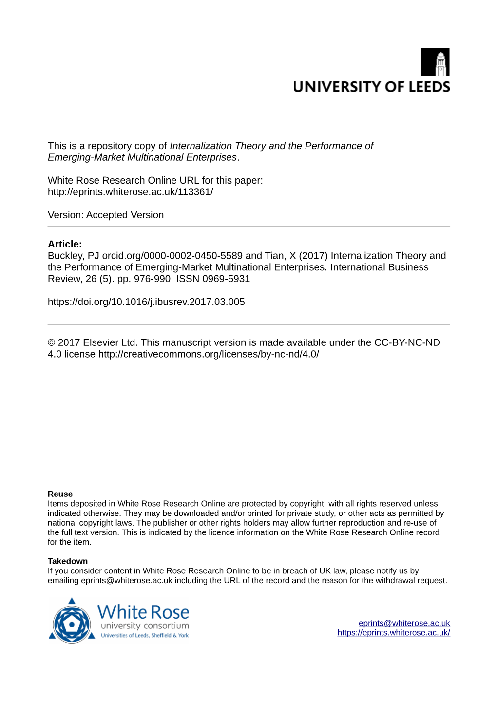 Internalization Theory and the Performance of Emerging-Market Multinational Enterprises