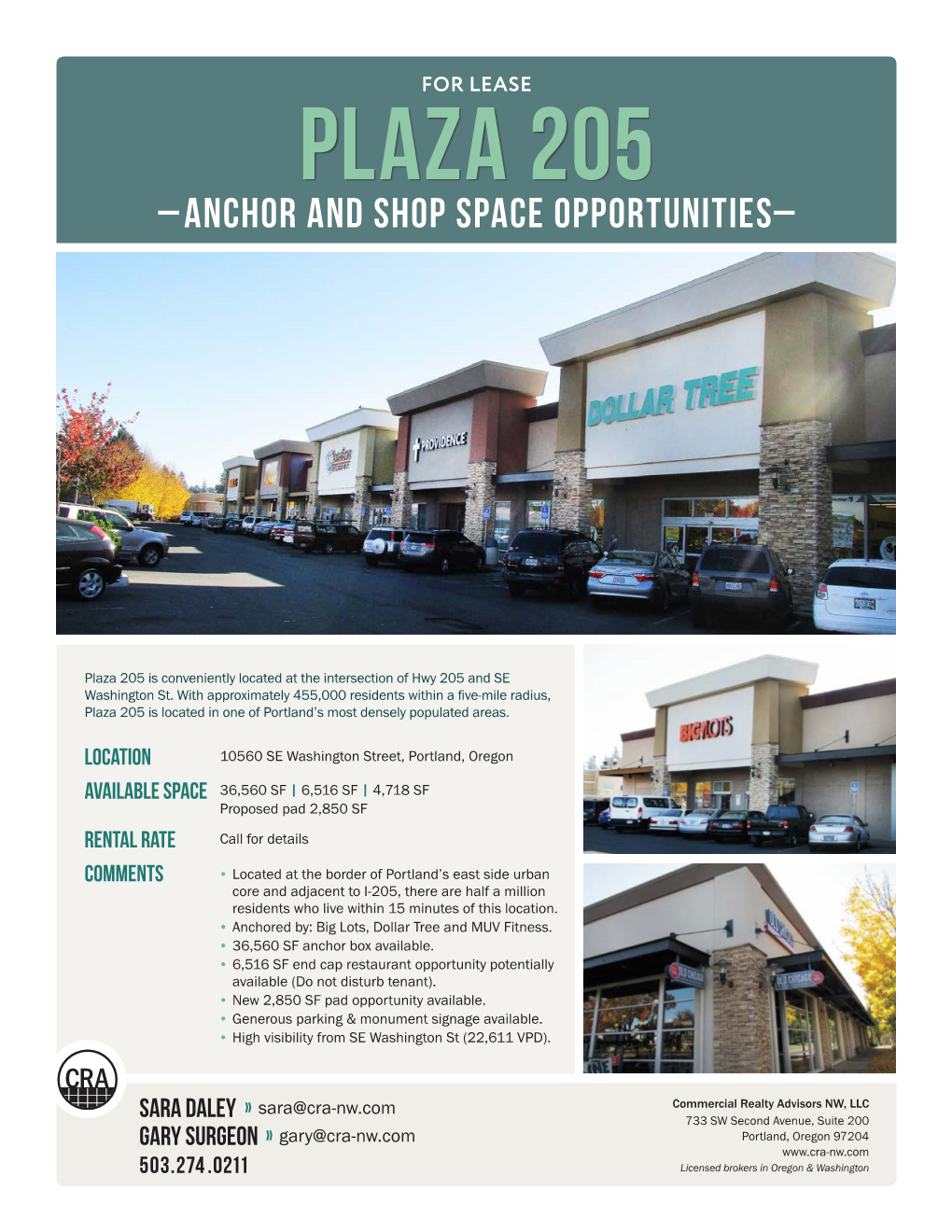 Plaza 205 –Anchor and Shop Space Opportunities–