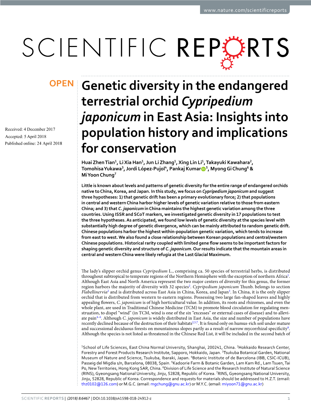 Genetic Diversity in the Endangered Terrestrial Orchid