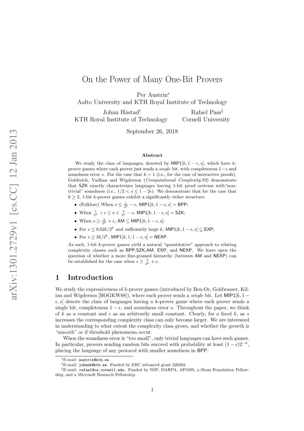 On the Power of Many One-Bit Provers