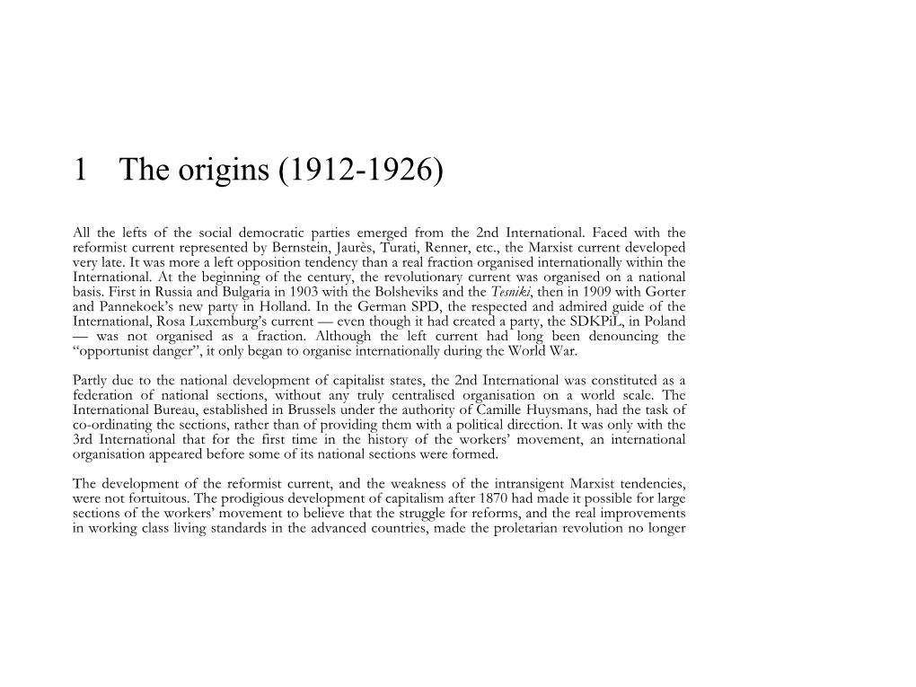 1 the Origins (1912-1926)