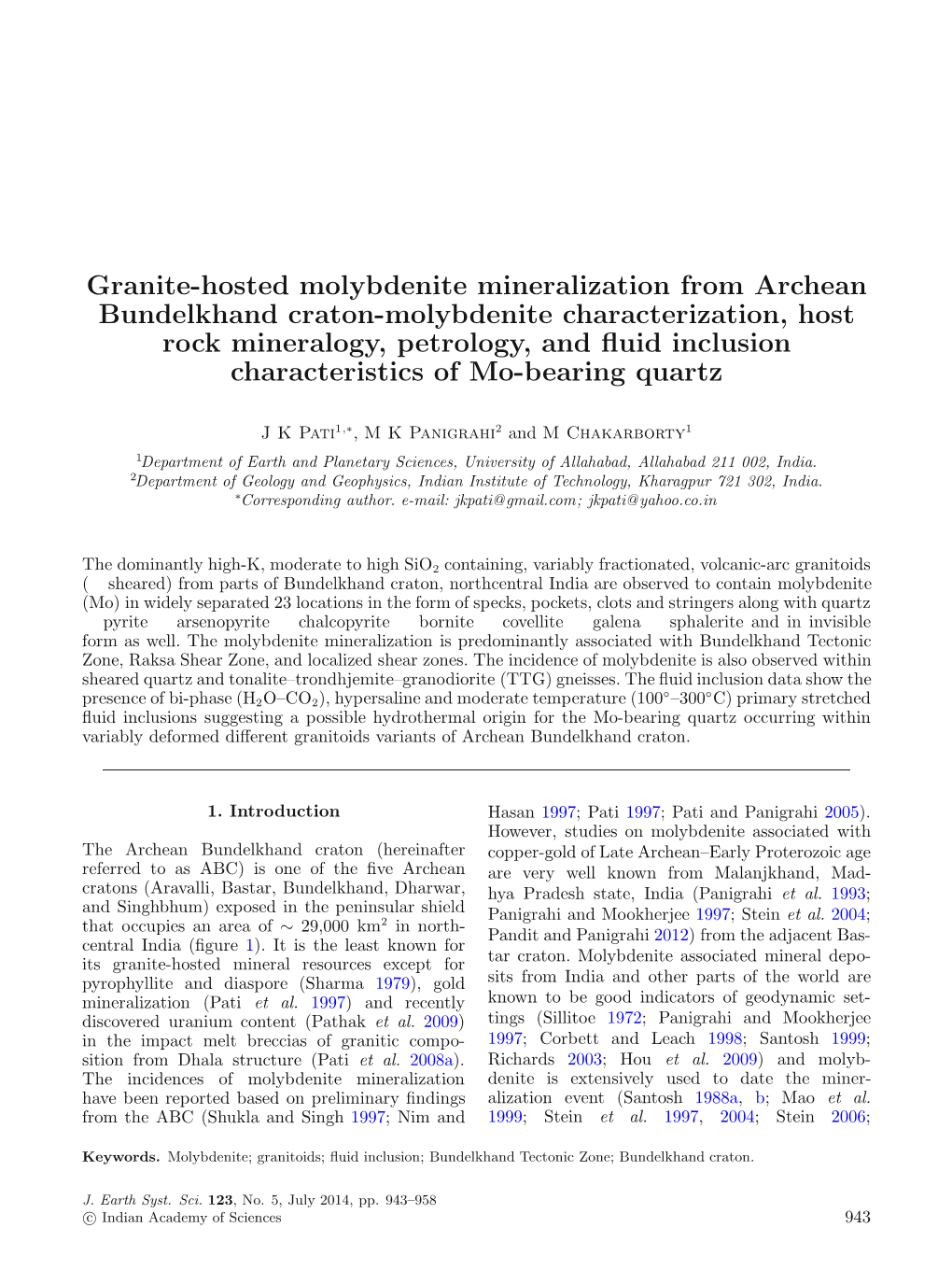 Granite-Hosted Molybdenite Mineralization from Archean