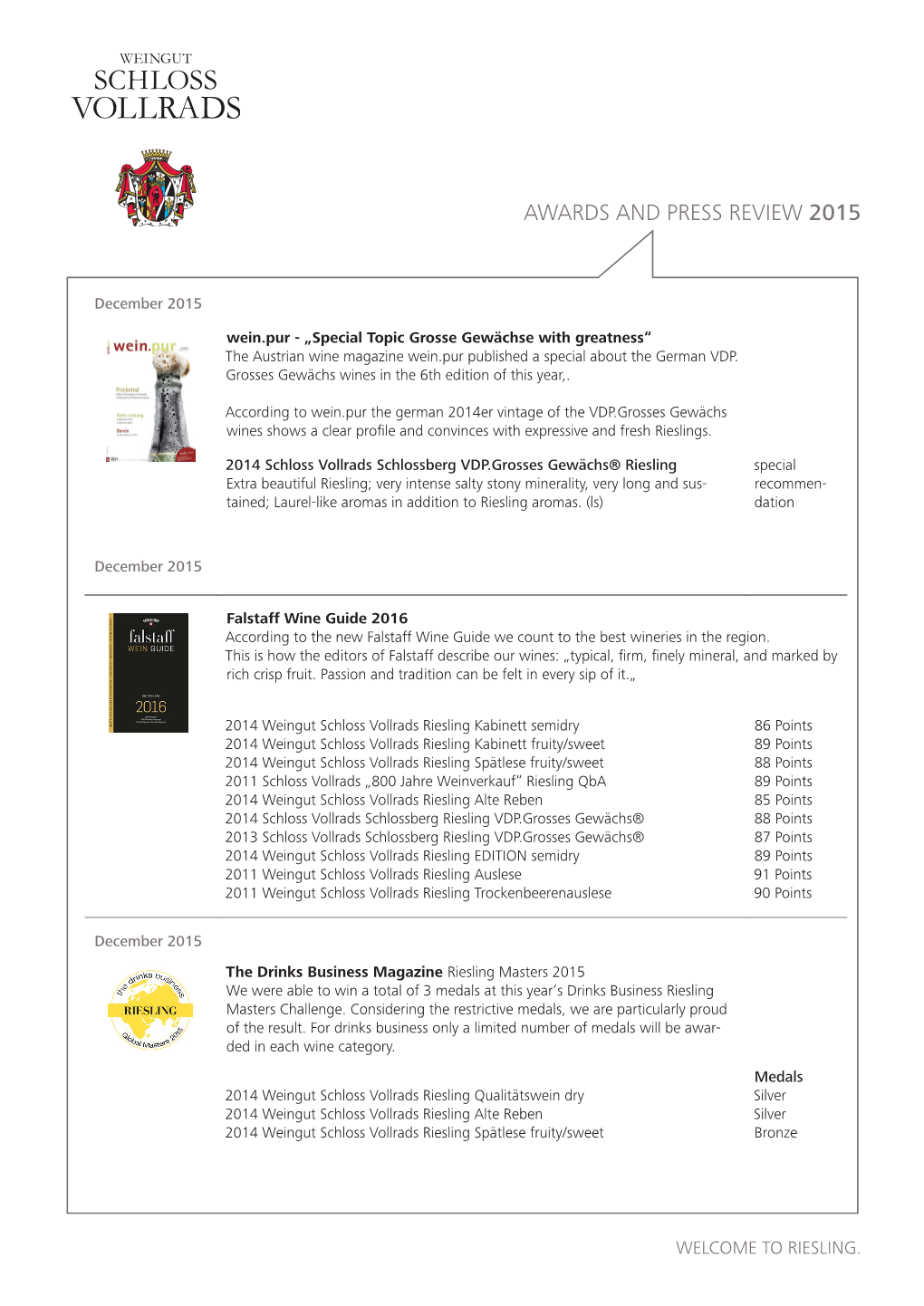 Awards and Press Review 2015