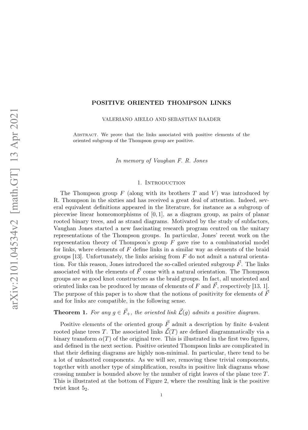 Arxiv:2101.04534V2 [Math.GT] 13 Apr 2021 Theorem 1