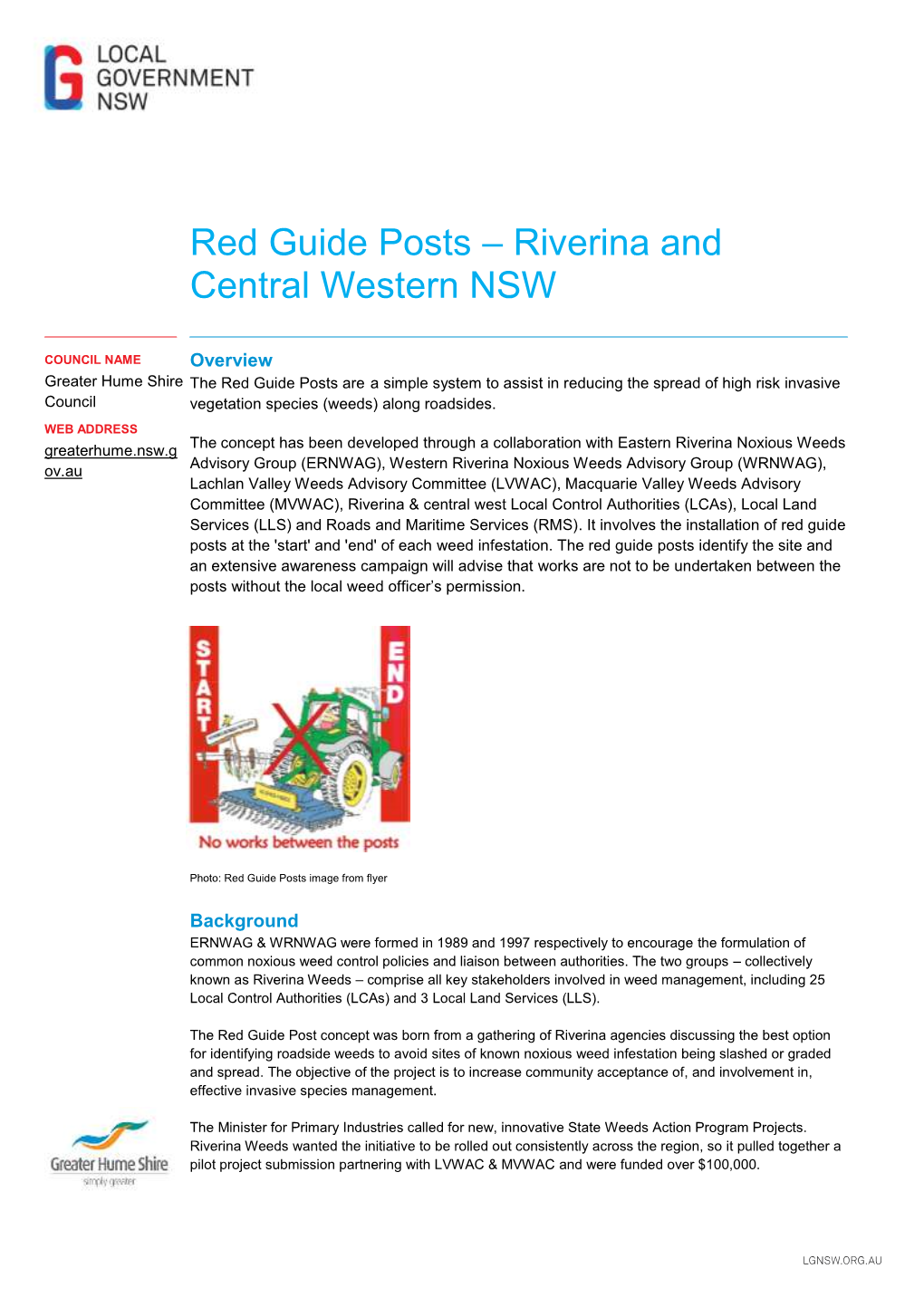 Red Guide Posts – Riverina and Central Western NSW