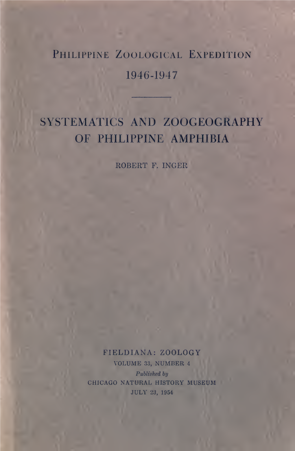 Systematics and Zoogeography of Philippine Amphibia