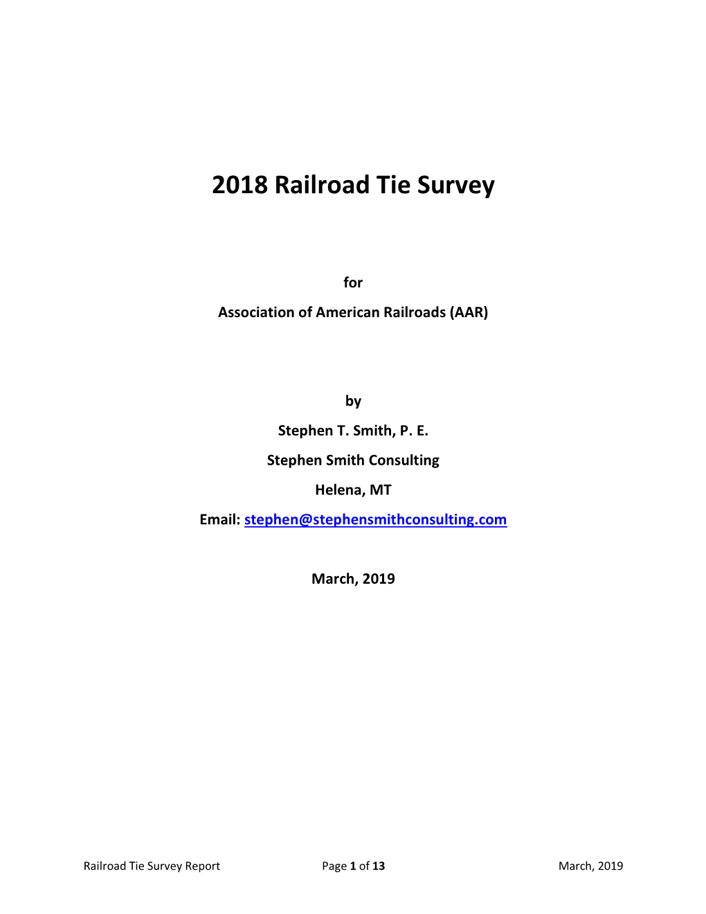 2018 Railroad Tie Survey