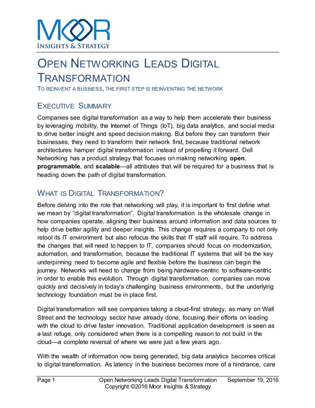 Open Networking Leads Digital Transformation to Reinvent a Business, the First Step Is Reinventing the Network