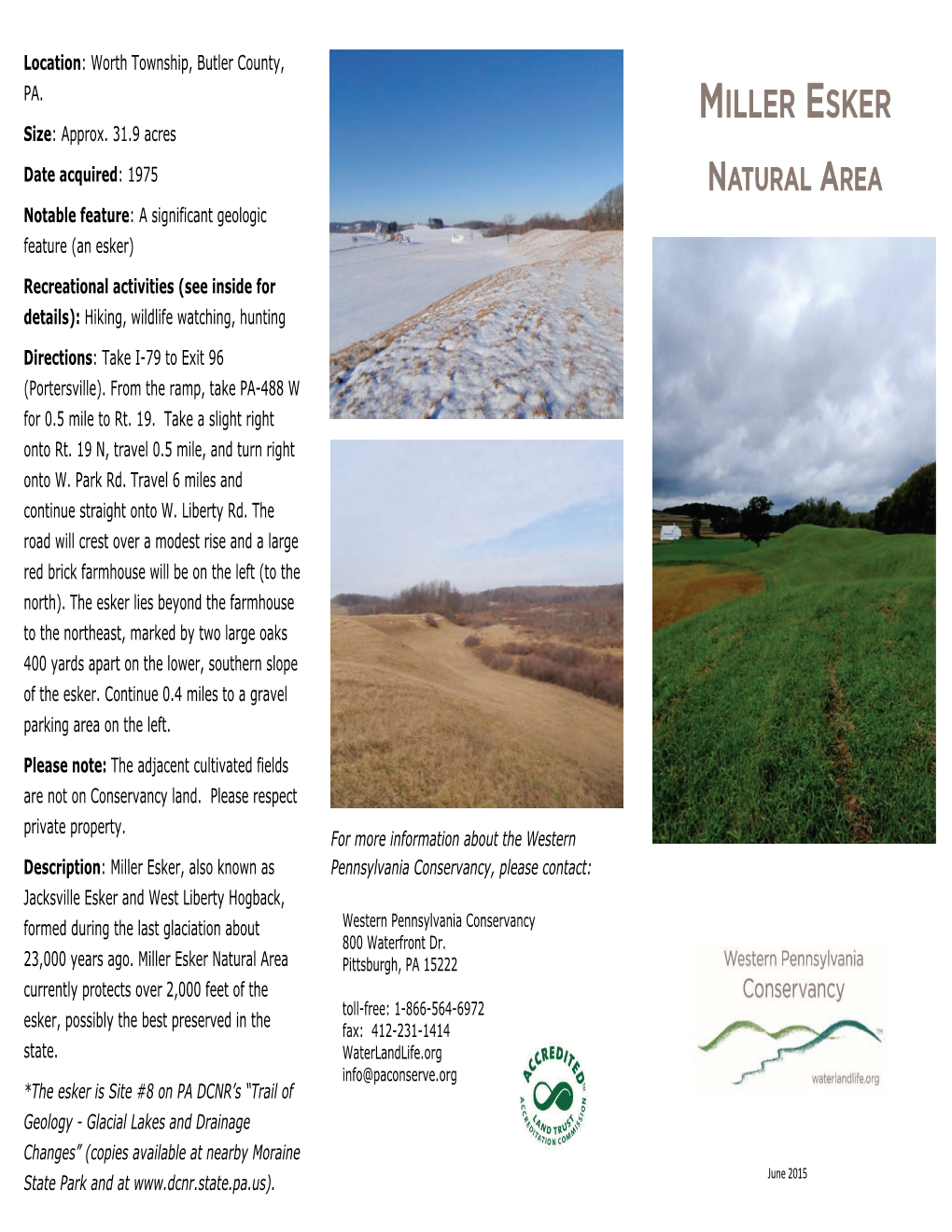 Miller Esker Natural Area Information Brochure