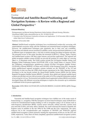 Terrestrial and Satellite-Based Positioning and Navigation Systems—A Review with a Regional and Global Perspective †