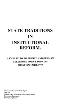 State Traditions in Institutional Reform