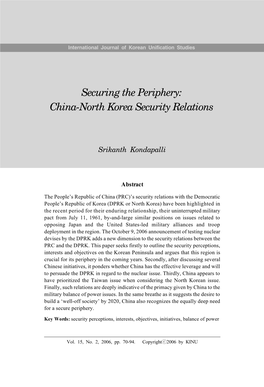 Securing the Periphery: China-North Korea Security Relations