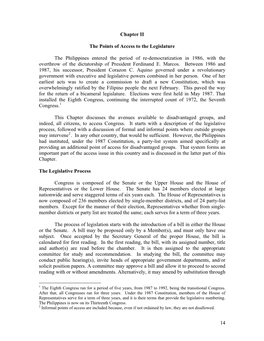 Chapter II the Points of Access to the Legislature the Philippines Entered