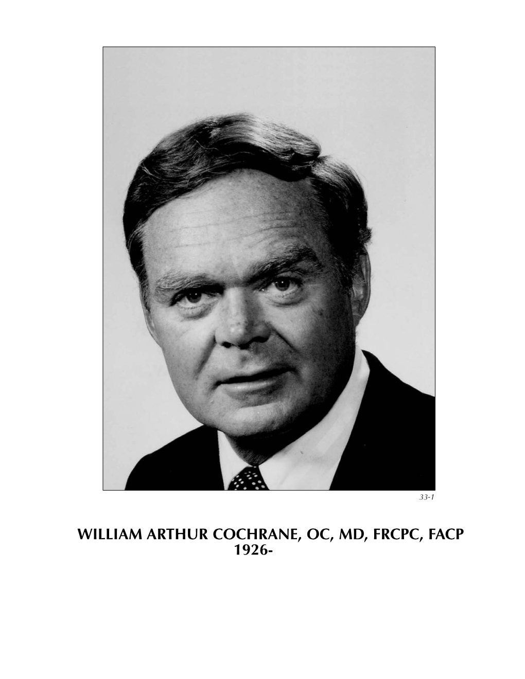 William Arthur Cochrane, Oc, Md, Frcpc, Facp 1926-1111