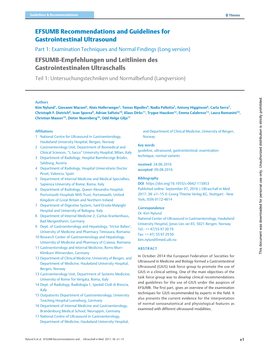 EFSUMB Recommendations and Guidelines for Gastrointestinal Ultrasound EFSUMB-Empfehlungen Und Leitlinien Des Gastrointestinalen
