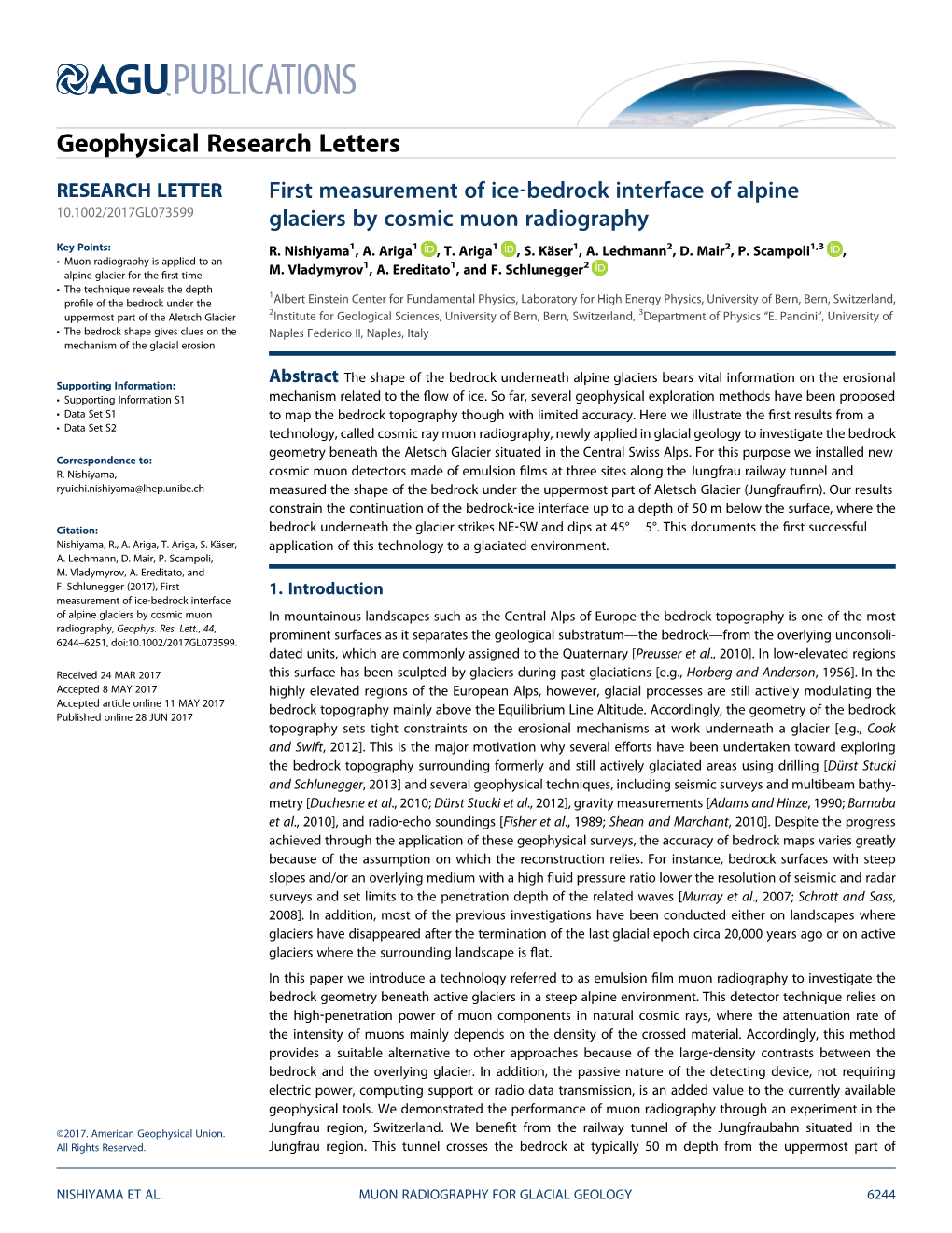 First Measurement of Ice-Bedrock Interface of Alpine Glaciers By