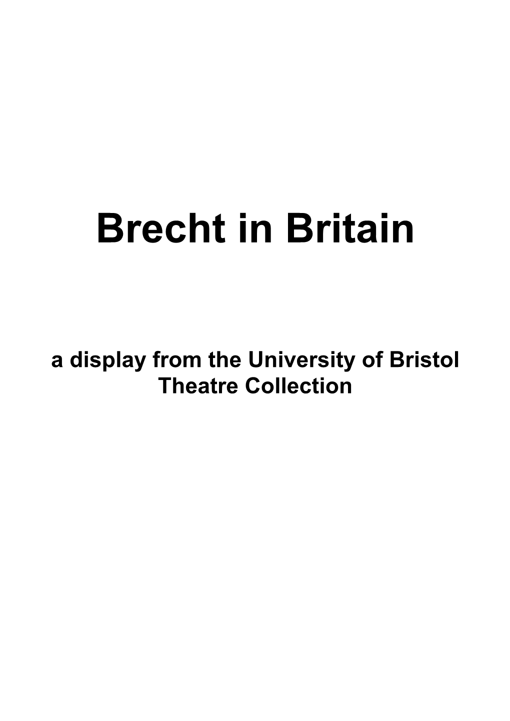 Brecht in Britain