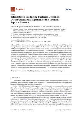 Detection, Distribution and Migration of the Toxin in Aquatic Systems