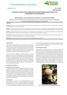 Analysis of Bioactive Components from Chloroform Extract of Lycoperdon Sp. (Apioperdon)