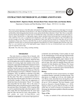 Extraction Method of Flax Fibre and Its Uses